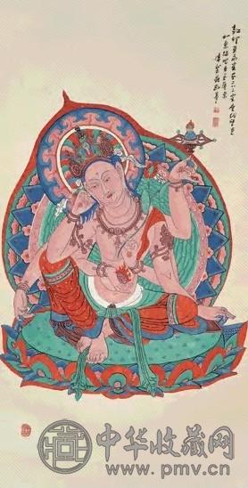 潘絜兹 临敦煌壁画立轴设色纸本