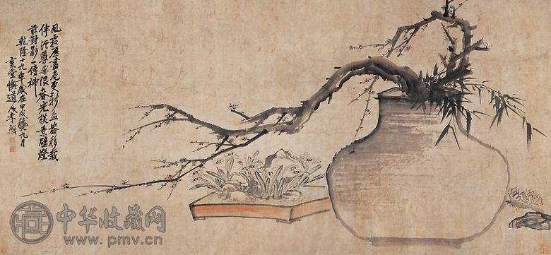 李鱓 1754年作 花卉 镜心 设色纸本