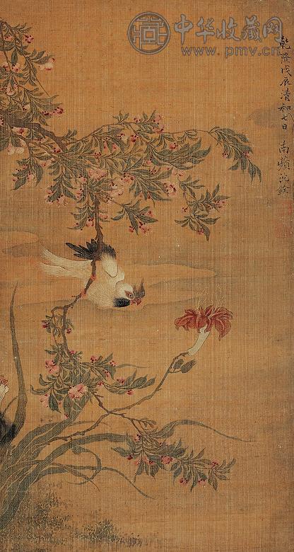 沈铨 戊辰(1748年)作 花鸟 立轴 设色绢本