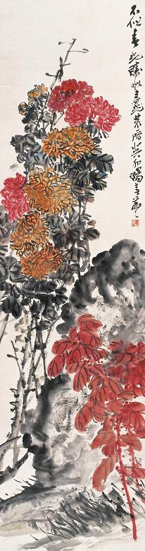 吴茀之 癸卯(1963年)作 菊花 立轴 设色纸本