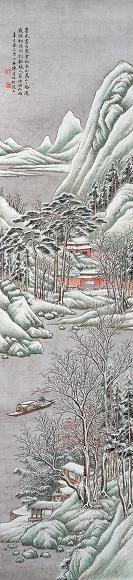 陈达 辛巳(1941年)作 雪景山水 立轴 设色纸本