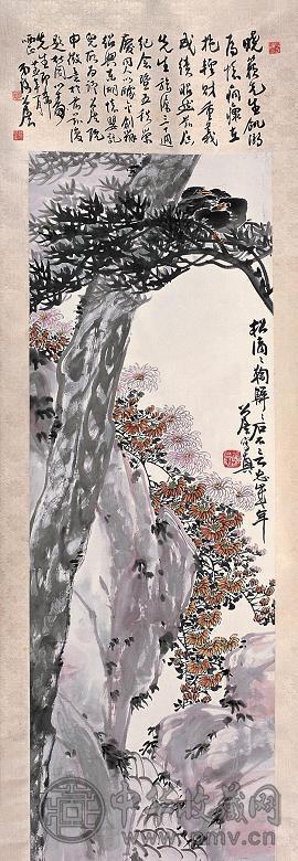 谢公展 松菊 立轴 纸本设色