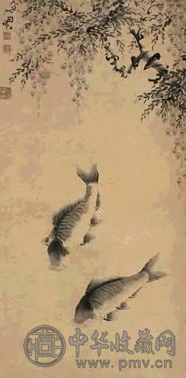 闵贞 双鲤图 立轴 水墨纸本