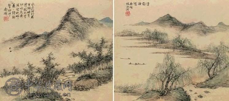 杨伯润 山水册 册页 八开 设色纸本