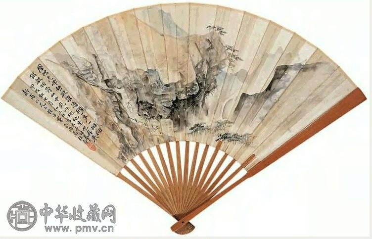 马骀 1934年作 山水 扇面 设色纸本