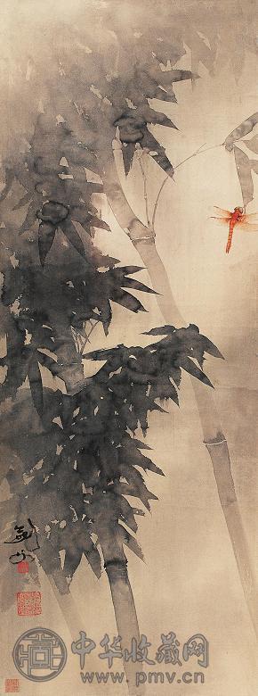 高剑父 潇湘夜雨图 立轴 设色纸本
