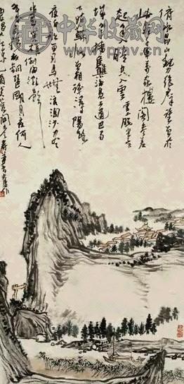 潘天寿 浔阳夜泊 镜心