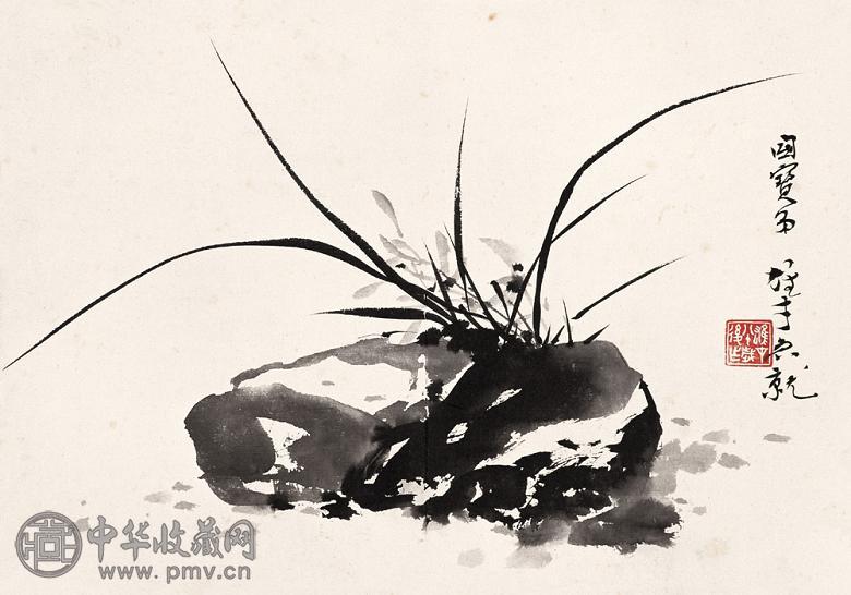 黎雄才 兰石 镜心 水墨纸本