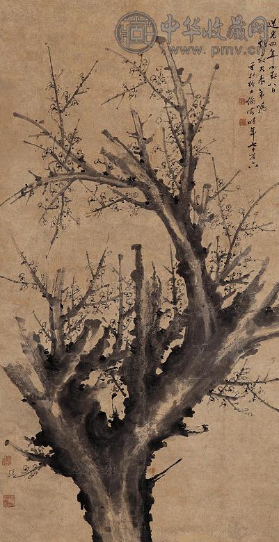 徐大伦 道光四年(1824年)作 墨梅 立轴 水墨纸本