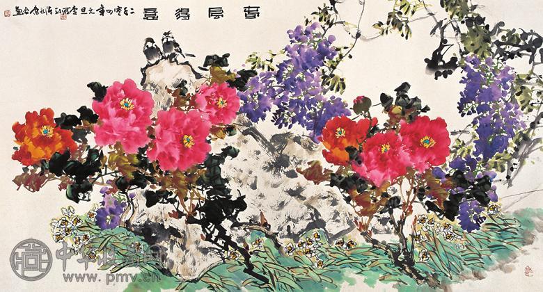 陈永康 李筱孙 2004年作 春风得意 镜心 设色纸本