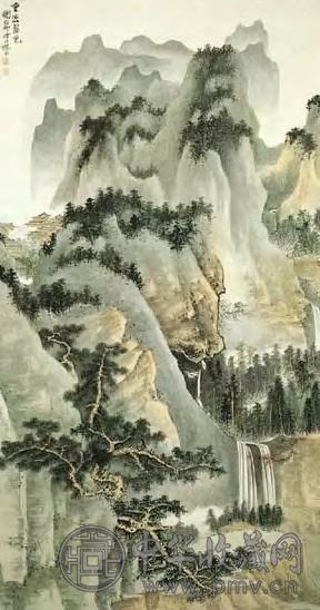 近现代 谢稚柳 重峦翠色 轴