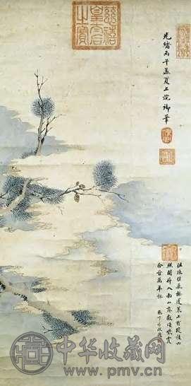 慈禧 清 祥云瑞松 镜心