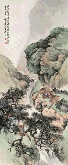 程璋 1925年作 封侯图 立轴 设色纸本