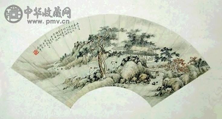 余华 山水 扇面 设色纸本