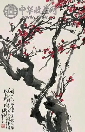 于希宁 红梅风骚图 立轴 设色纸本