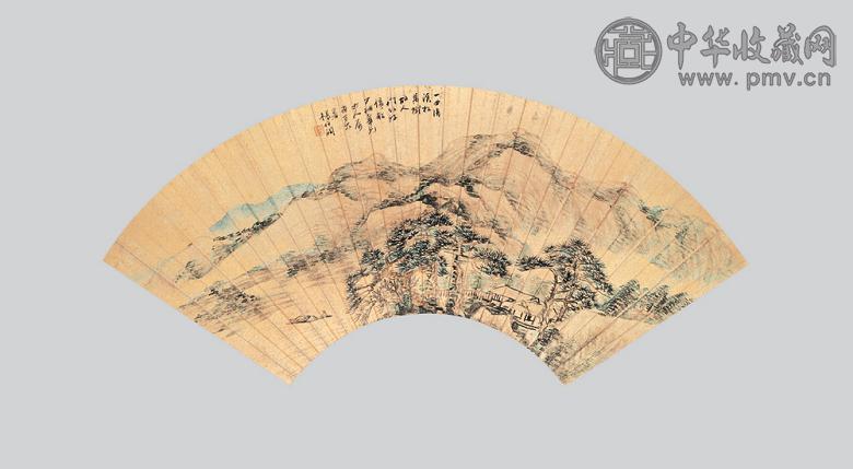 杨伯润 山水 扇面 金笺