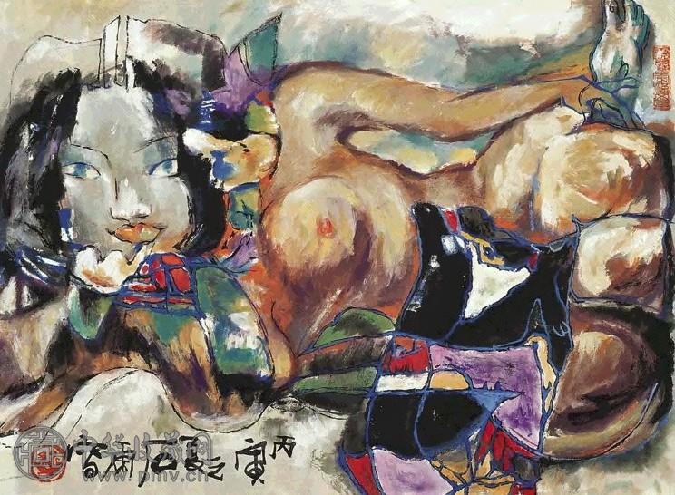 石虎 绘画 镜心 设色纸本