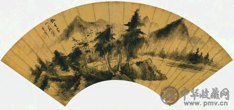 明 董其昌 仿董源山水 扇面