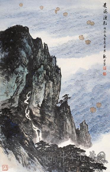 魏紫熙 1988年作 黄海渔歌 立轴 设色纸本