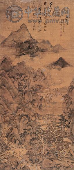 赵左 万历戊申(1608年)作 溪山深秀图 立轴 水墨纸本