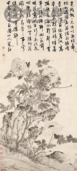 陈淳 1544年作 芙蓉 立轴 水墨纸本