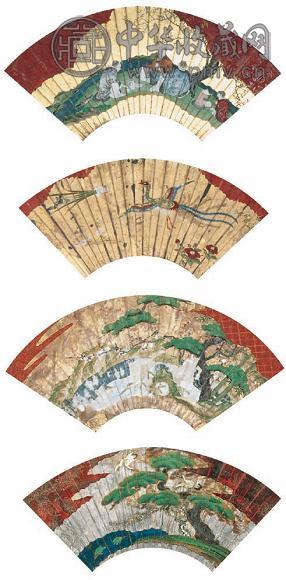 山水人物(四件) 镜心 水墨纸本