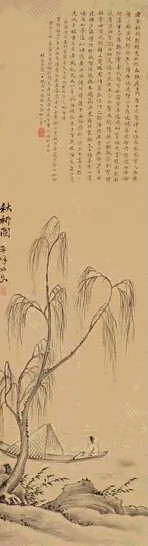 翟继昌 癸酉(1813年)作 秋柳图 轴 绢本水墨