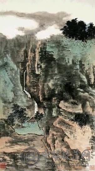 谢稚柳 空谷林亭 轴