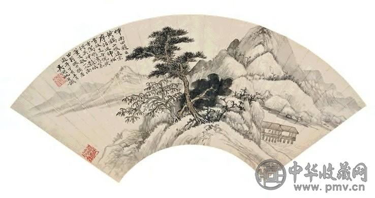 吴湖帆 1947年作 临江远眺 扇面 水墨纸本