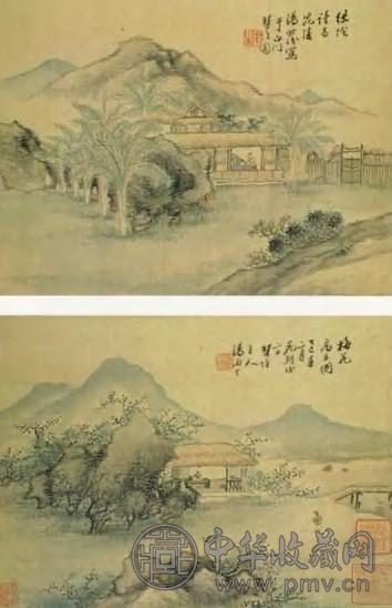 汤贻汾 清 山水 册页(8开选2)