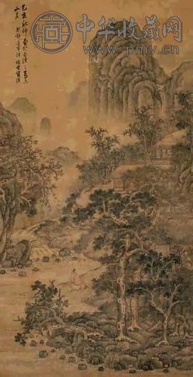 蓝瑛(传) 松溪观云 立轴 设色绢本