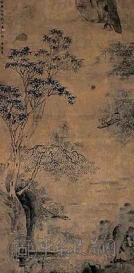 陆懋莲 秋江渔艇图 镜心 设色绢本