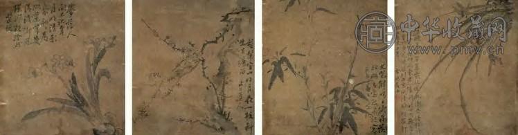 张敔 1773年 花卉 册页(12开选4) 绢本