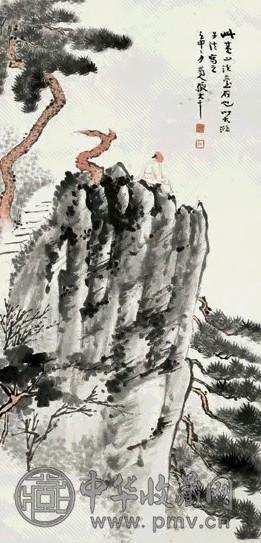 张大千1932年作松崖高士立轴设色纸本收藏资讯|艺术家|书画家|书画名人