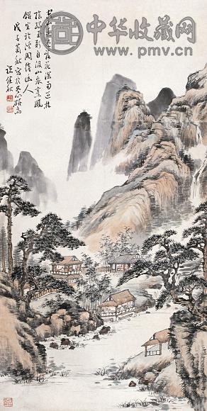 诸健秋 1948年作 空山春尽图 立轴 设色纸本