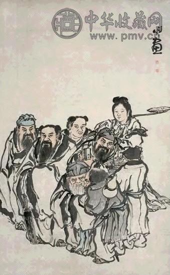 闵贞 八仙图 立轴 设色纸本