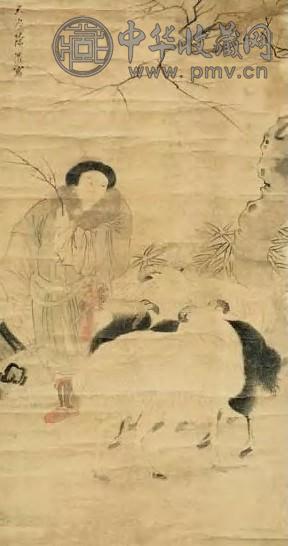 徐渭(传) 三羊开泰 立轴 设色绢本