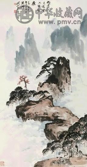 关山月 1985年作 净空图 立轴 设色纸本