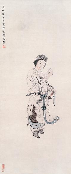 余集 1806年作 花木兰 立轴