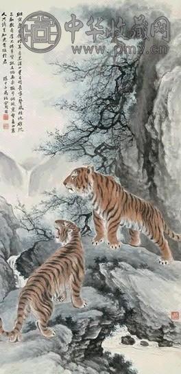 马骀 虎虎生威 立轴 设色纸本