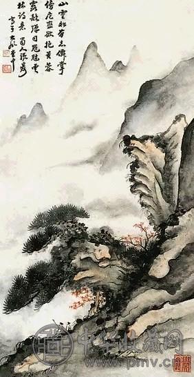 张大千 山水 轴 纸本设色