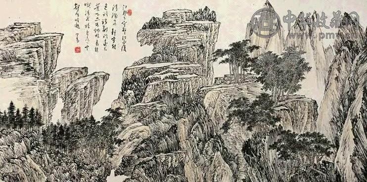 溥儒 江风空壁 镜心 设色纸本