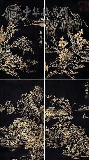 弘旿 山水 册页(48开选4)