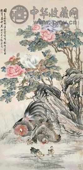 郑集宾 癸未(1943年)作 教子富贵图 镜心 设色纸本