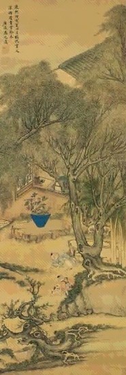 清 禹之鼎 仿仇英深柳读书图 轴