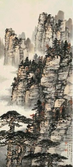 黄君璧 1938年 缙云山色 立轴 设色纸本