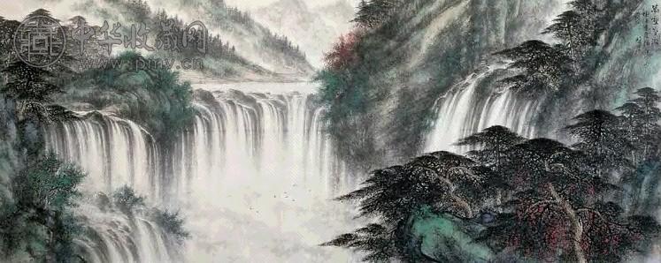 黎雄才 1990年作 万壑争流 横幅 设色纸本