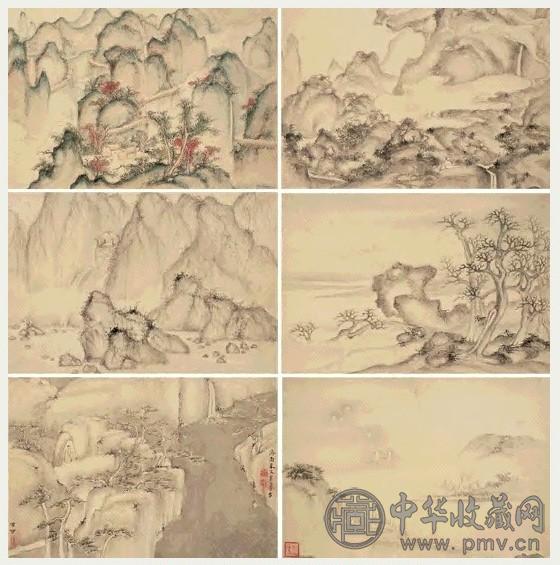 朱文震 署年: 辛卯(1771) 怡情邱壑册 册页(8开) 水墨/设色纸本