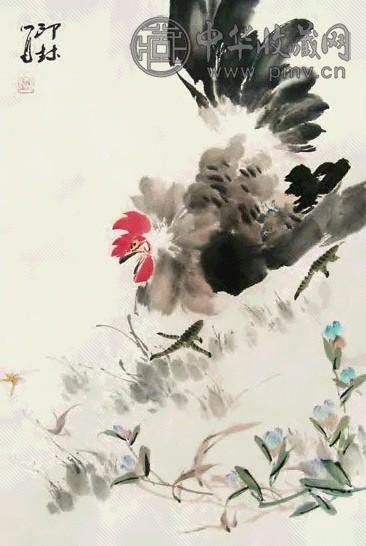 王蒙 雄鸡 镜心 纸本设色