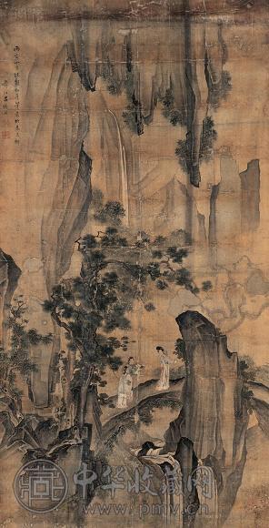 吕焕成 1686年作 绢本洞天仙境图 立轴